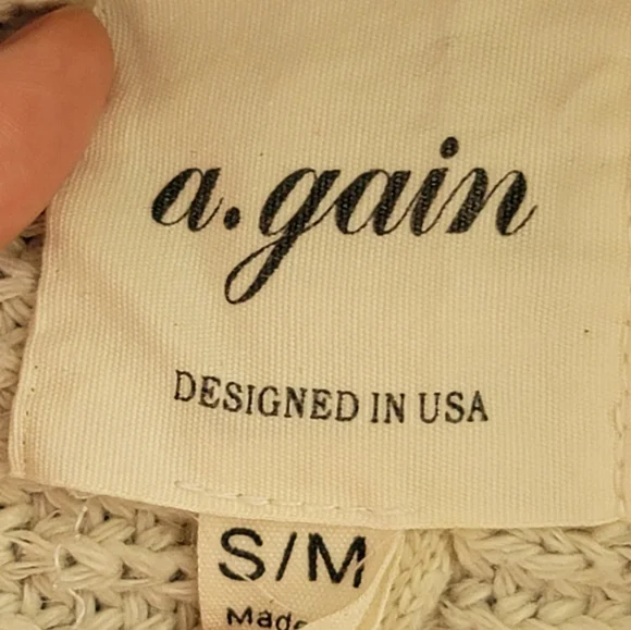 A.Gain Faux Fur Cable Knit Wool Blend Oatmeal Cardigan - Size Small - Picture 6 of 7